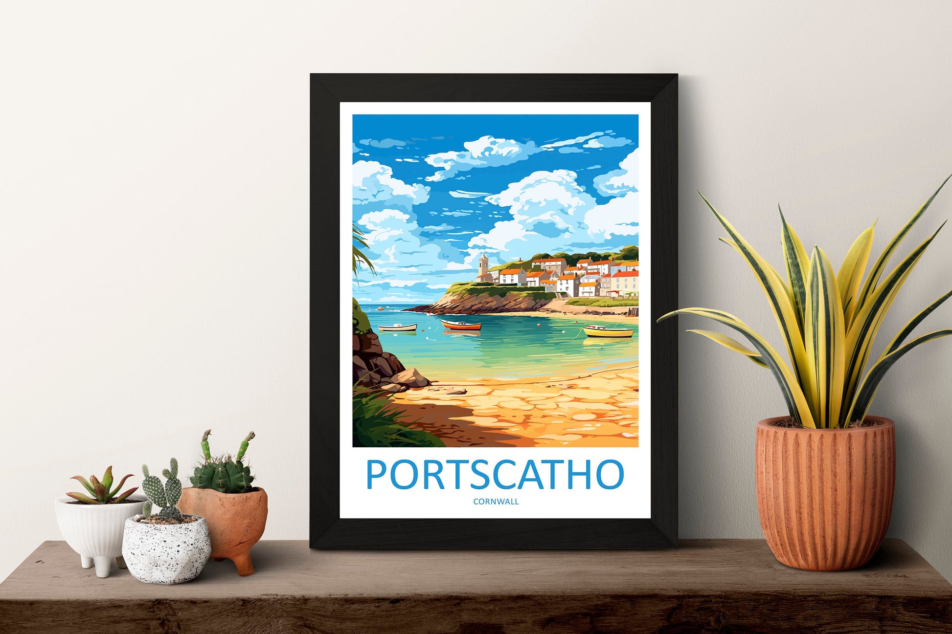 Portscatho Travel Print Wall Art Portscatho Wall Hanging Home Décor Portscatho Gift Art Lovers Cornwall Art