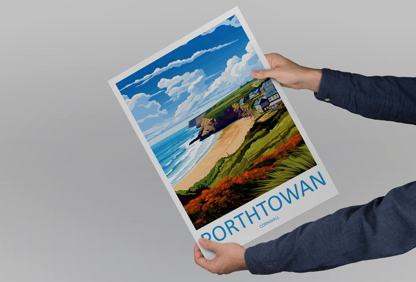 Porthtowan Travel Print Wall Art Porthtowan Wall Hanging Home Décor Porthtowan Gift Art Lovers Cornwall Art Porthtowan Wall Art Poster