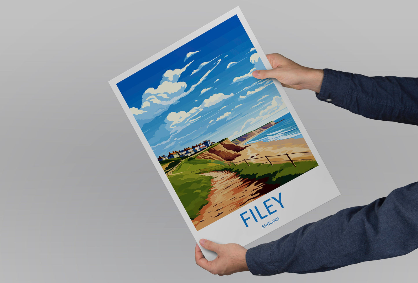 Filey Travel Print Wall Art Filey Wall Hanging Home Décor Filey Gift Art Lovers England Art Lover Gift Print Artwork Yorkshire Artwork