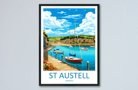 St Austell Travel Print Wall Art St Austell Wall Hanging Home Décor St Austell Gift Art Lovers Cornwall Art St Austell Wall Art