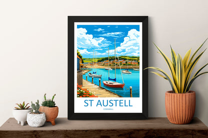 St Austell Travel Print Wall Art St Austell Wall Hanging Home Décor St Austell Gift Art Lovers Cornwall Art St Austell Wall Art