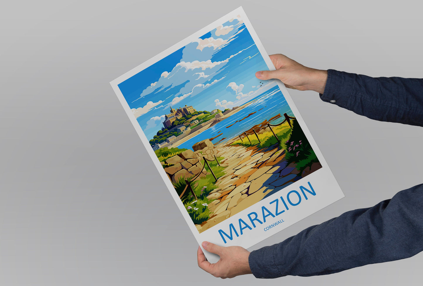 Marazion Travel Print Wall Art Marazion Wall Hanging Home Décor Marazion Gift Art Lovers Cornwall Art Marazion Wall Art