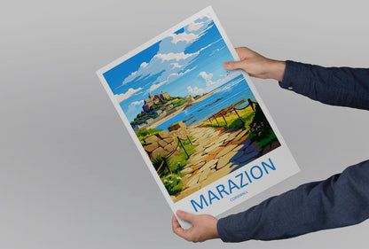 Marazion Travel Print Wall Art Marazion Wall Hanging Home Décor Marazion Gift Art Lovers Cornwall Art Marazion Wall Art