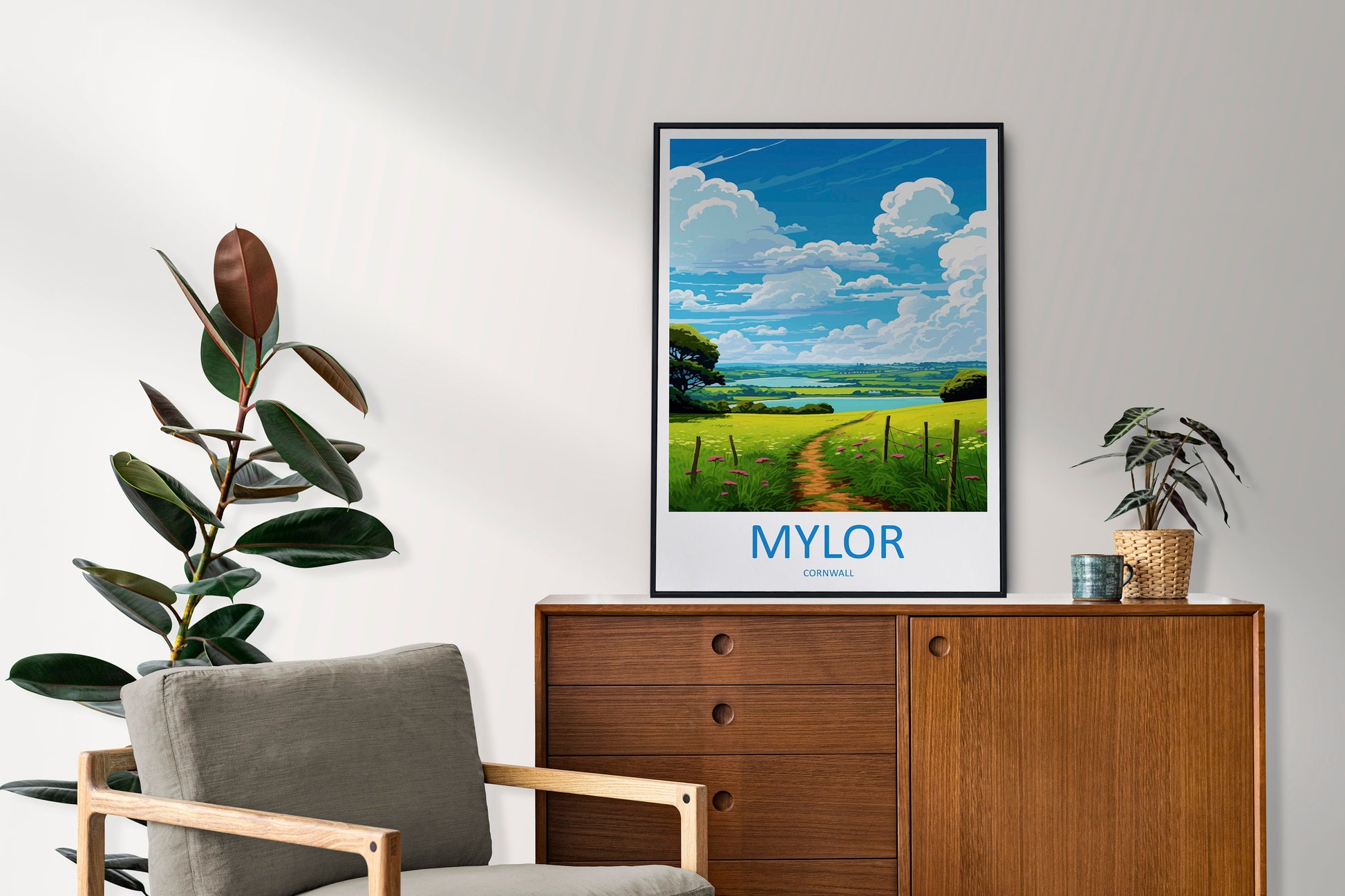 Mylor Travel Print Wall Art Mylor Wall Hanging Home Décor Mylor Gift Art Lovers Cornwall Art Mylor Wall Art