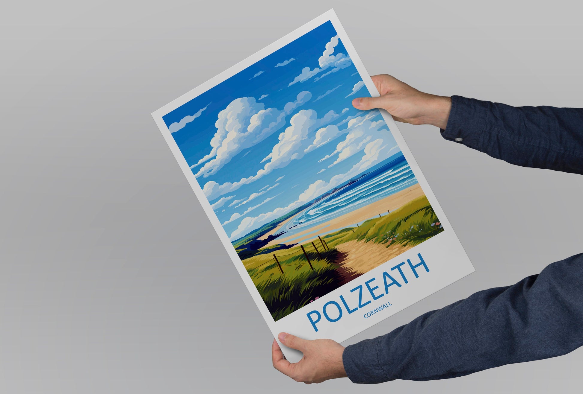 Polzeath Travel Print Wall Art Polzeath Wall Hanging Home Décor Polzeath Gift Art Lovers Cornwall Art Polzeath Wall Art Poster