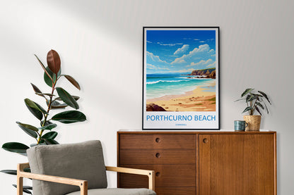 Porthcurno Beach Travel Print Wall Art Porthcurno Wall Hanging Home Décor Porthcurno Gift Art Lovers Cornwall Art Porthcurno Wall Art