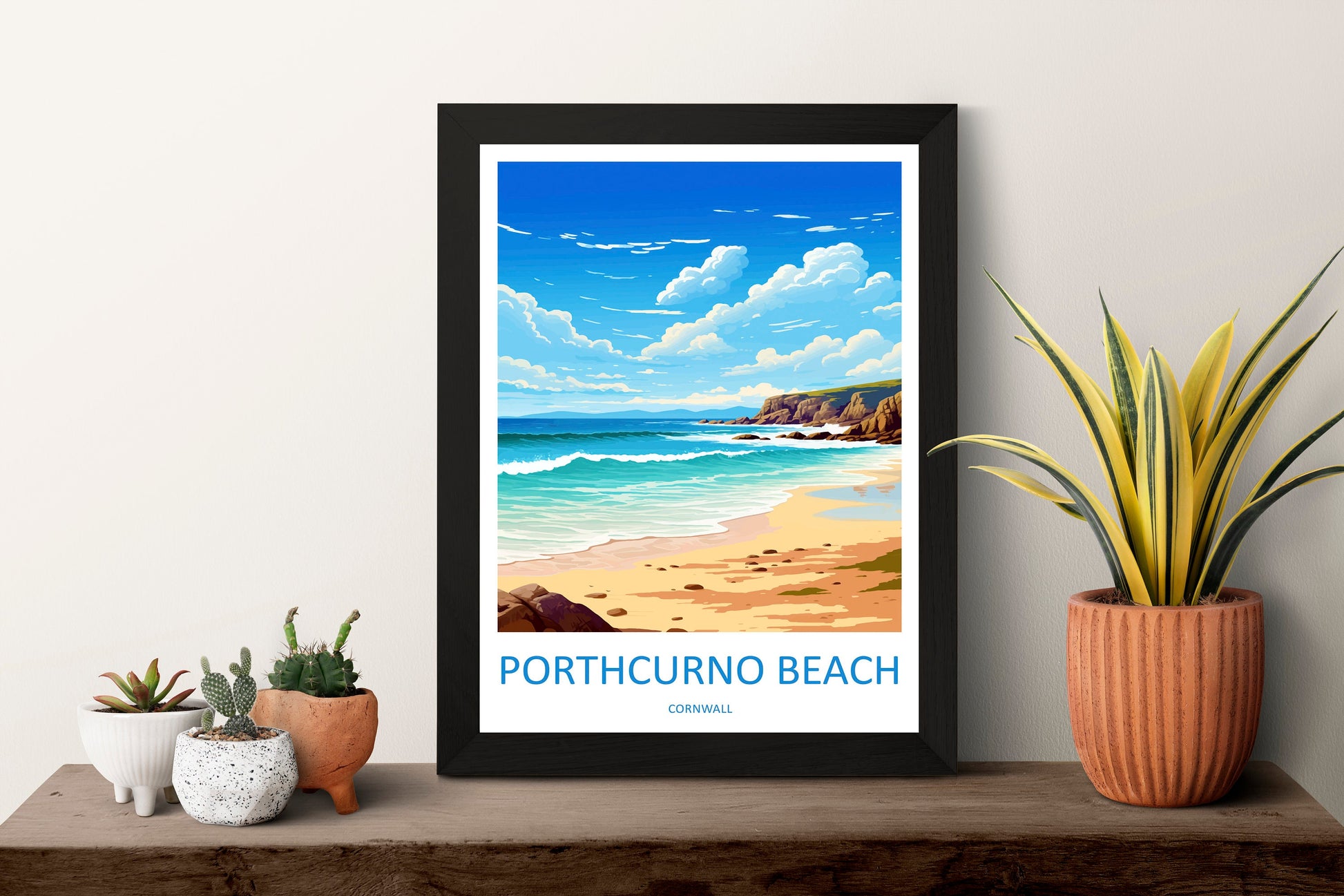 Porthcurno Beach Travel Print Wall Art Porthcurno Wall Hanging Home Décor Porthcurno Gift Art Lovers Cornwall Art Porthcurno Wall Art