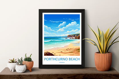 Porthcurno Beach Travel Print Wall Art Porthcurno Wall Hanging Home Décor Porthcurno Gift Art Lovers Cornwall Art Porthcurno Wall Art