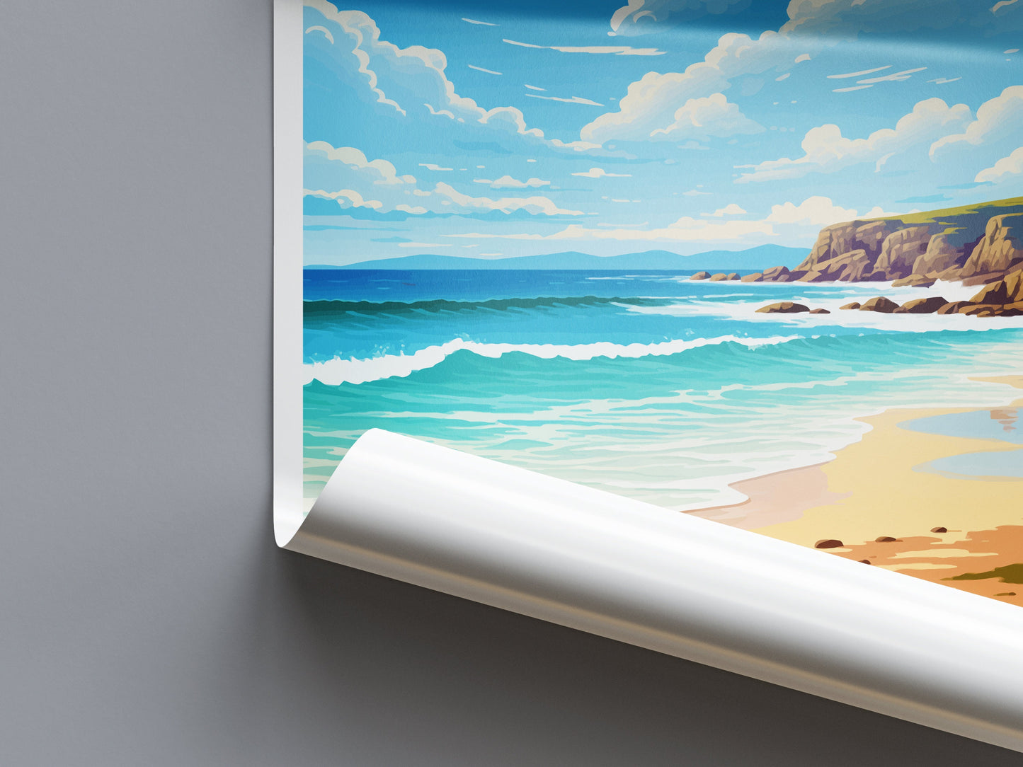 Porthcurno Beach Travel Print Wall Art Porthcurno Wall Hanging Home Décor Porthcurno Gift Art Lovers Cornwall Art Porthcurno Wall Art