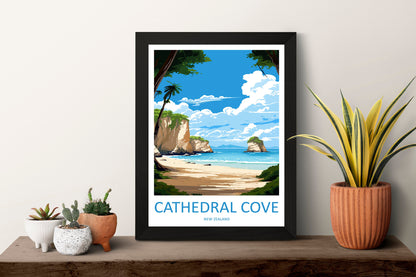 Cathedral Cove Travel Print Wall Art Cathedral Cove Wall Hanging Home Décor Cathedral Cove Gift Art Lovers New Zealand Travel Print