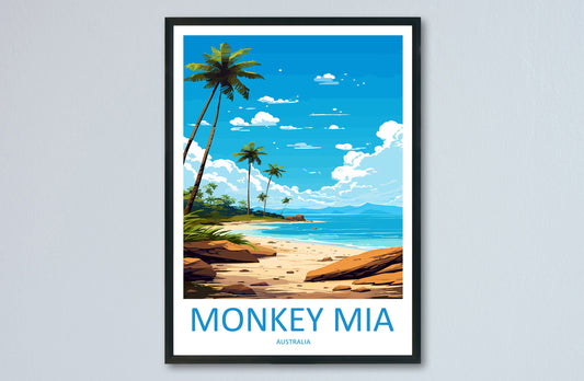 Monkey Mia Travel Print Wall Art Monkey Mia Wall Hanging Home Décor Monkey Mia Gift Art Lovers Wall Art Australia Poster Deco
