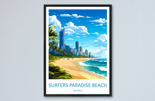 Surfers Paradise Beach Travel Print Wall Art Surfers Paradise Wall Hanging Home Décor Surfers Paradise Gift Art Lovers Australia Art Lover
