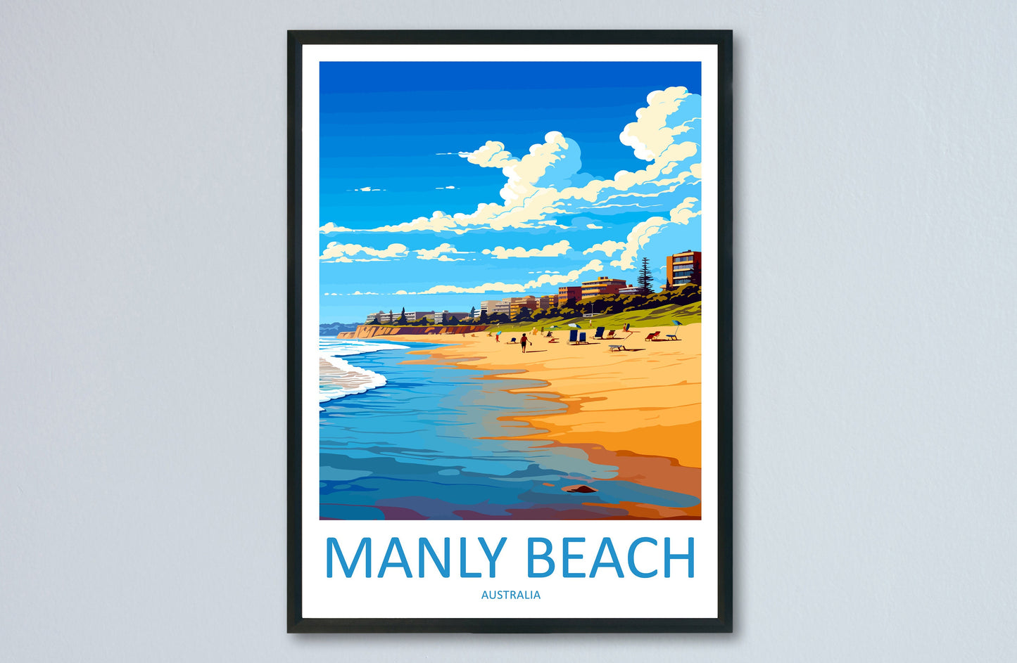 Manly Beach Travel Print Wall Art Manly Beach Wall Hanging Home Décor Manly Beach Gift Art Lovers Australia Art Lover Gift