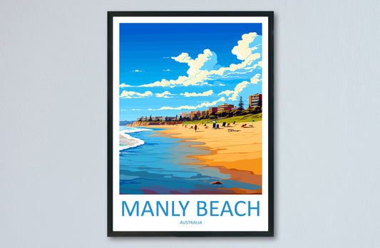 Manly Beach Travel Print Wall Art Manly Beach Wall Hanging Home Décor Manly Beach Gift Art Lovers Australia Art Lover Gift