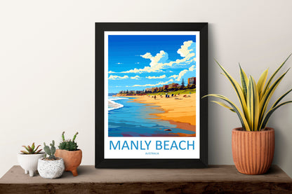 Manly Beach Travel Print Wall Art Manly Beach Wall Hanging Home Décor Manly Beach Gift Art Lovers Australia Art Lover Gift