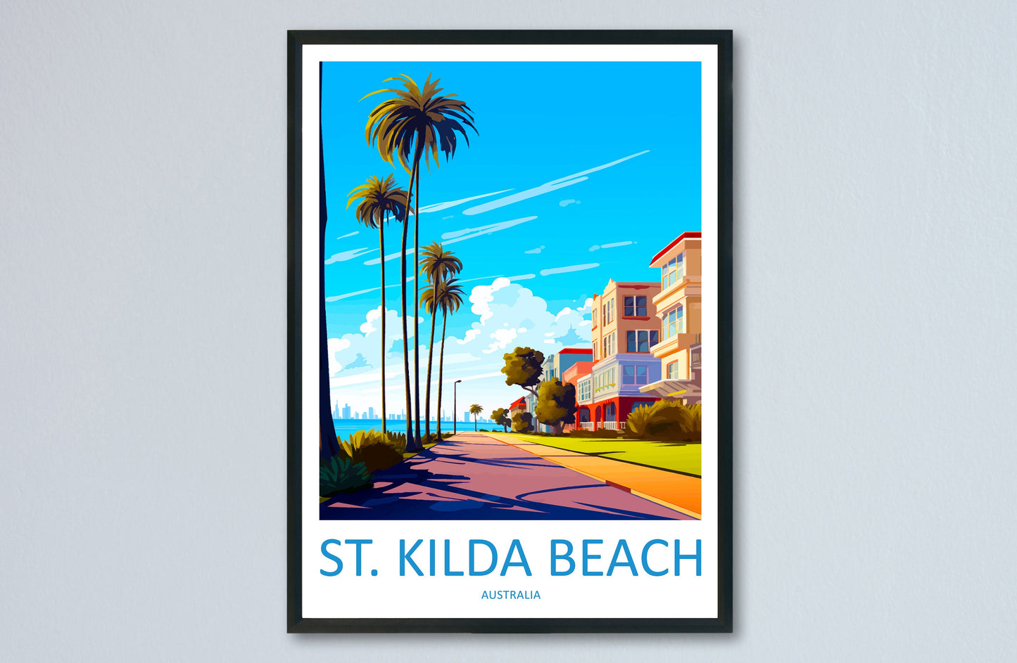 St Kilda Beach Travel Print Wall Art St Kilda Beach Wall Hanging Home Décor St Kilda Beach Gift Art Lovers Wall Art Australia Poster Deco