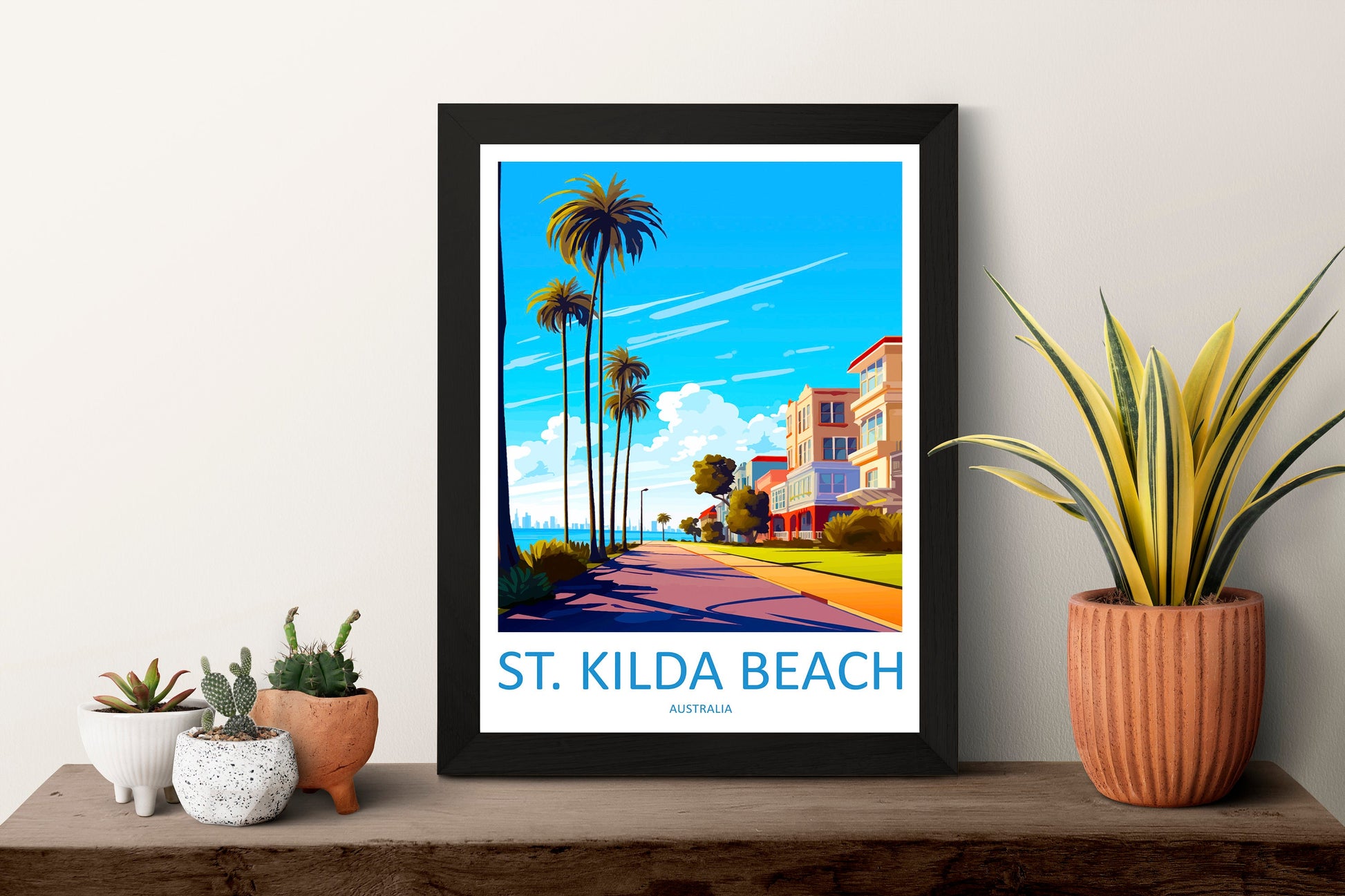 St Kilda Beach Travel Print Wall Art St Kilda Beach Wall Hanging Home Décor St Kilda Beach Gift Art Lovers Wall Art Australia Poster Deco
