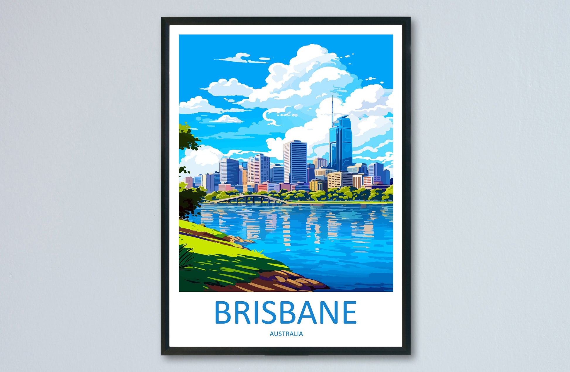 Brisbane Travel Print Wall Art Brisbane Wall Hanging Home Décor Brisbane Gift Art Lovers Wall Art Australia Poster Art