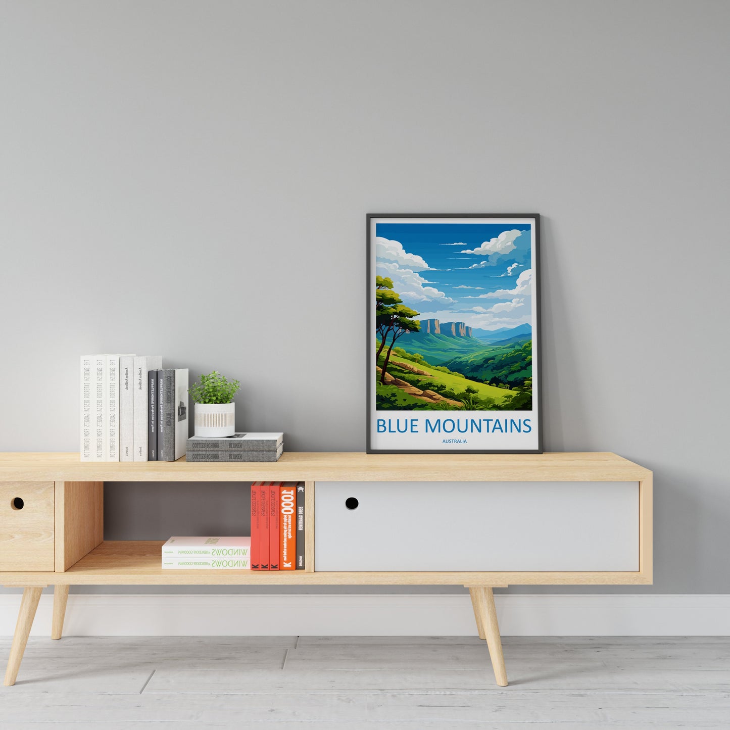 Blue Mountain Travel Print Wall Art Blue Mountain Wall Hanging Home Décor Blue Mountain Gift Art Lovers Wall Art Australia Poster Art