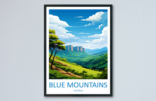 Blue Mountain Travel Print Wall Art Blue Mountain Wall Hanging Home Décor Blue Mountain Gift Art Lovers Wall Art Australia Poster Art