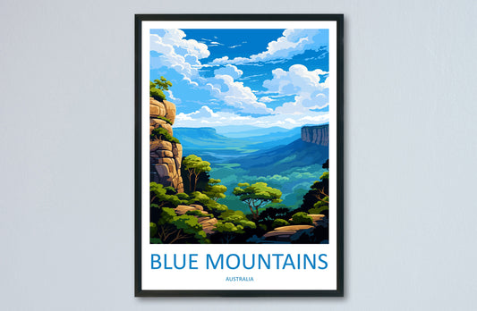 Blue Mountain Travel Print Wall Art Blue Mountain Wall Hanging Home Décor Blue Mountain Gift Art Lovers Wall Art Australia Poster Art