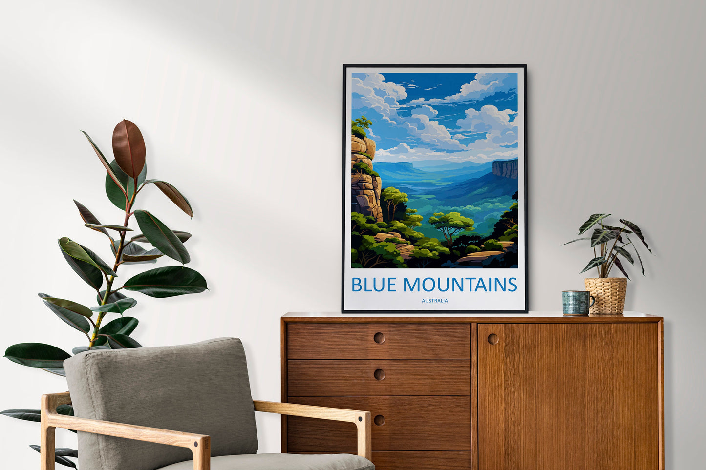 Blue Mountain Travel Print Wall Art Blue Mountain Wall Hanging Home Décor Blue Mountain Gift Art Lovers Wall Art Australia Poster Art
