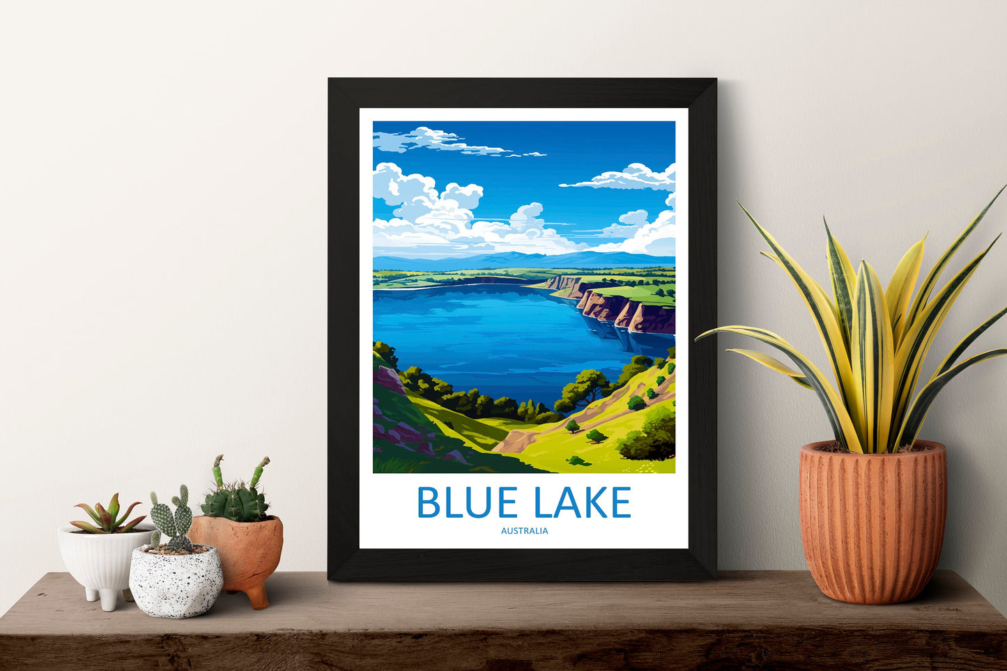 Blue Lake Travel Print Wall Art Blue Lake Wall Hanging Home Décor Blue Lake Gift Art Lovers Wall Art Australia Poster Art