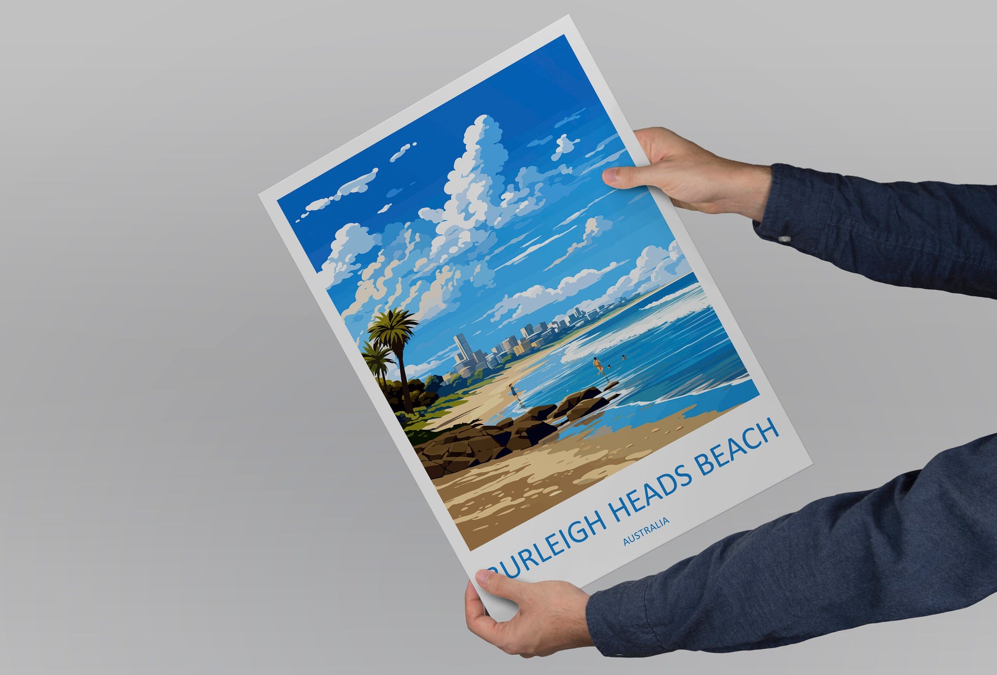 Burleigh Beach Travel Print Wall Art Burleigh Beach Wall Hanging Home Décor Burleigh Beach Gift Art Lovers Wall Art Australia Poster Art
