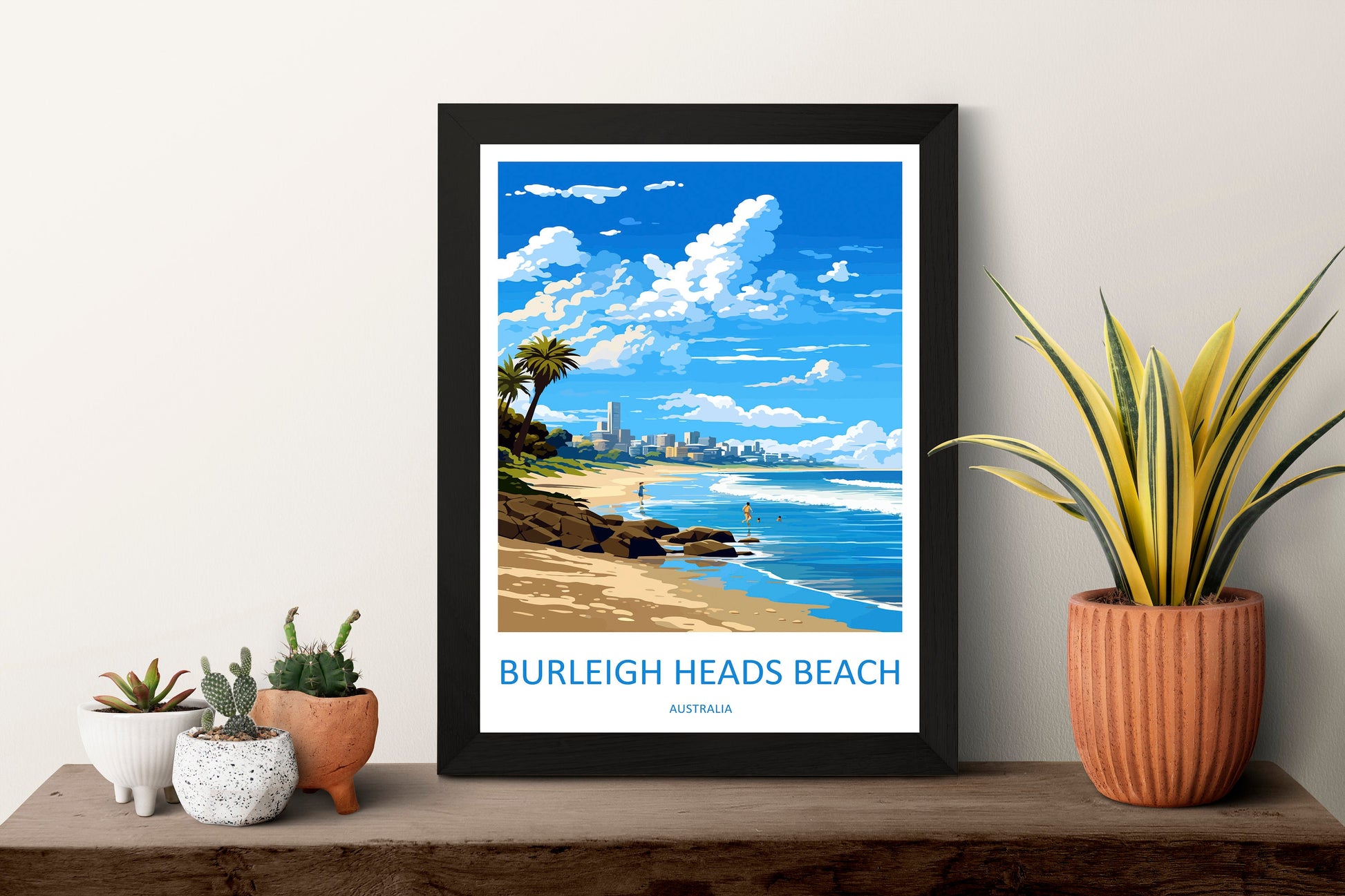 Burleigh Beach Travel Print Wall Art Burleigh Beach Wall Hanging Home Décor Burleigh Beach Gift Art Lovers Wall Art Australia Poster Art
