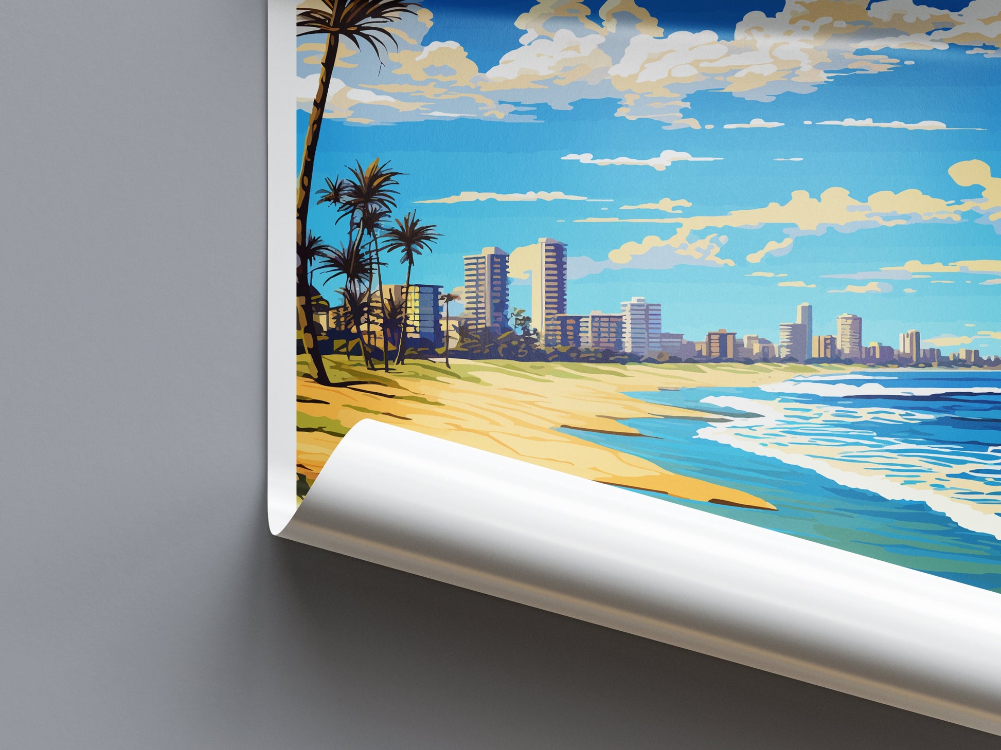 Burleigh Beach Travel Print Wall Art Burleigh Beach Wall Hanging Home Décor Burleigh Beach Gift Art Lovers Wall Art Australia Poster Art