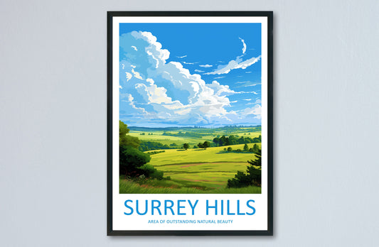 Surrey Hills Travel Print Wall Art Surrey Hills Wall Hanging Home Decor Surrey Hills Gift Art Lovers Wall Art AONB Wall Print AONB Print