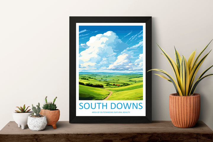 South Downs Travel Print Wall Art South Downs Wall Hanging Home Decor South Downs Gift Art Lovers Wall Art AONB Wall Print AONB Travel Print
