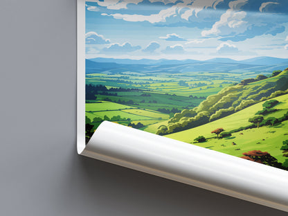 Shropshire Hills Travel Print Wall Art Shropshire Hills Wall Hanging Home Decor Shropshire Hills Gift Art Lovers Wall Art AONB Wall Print