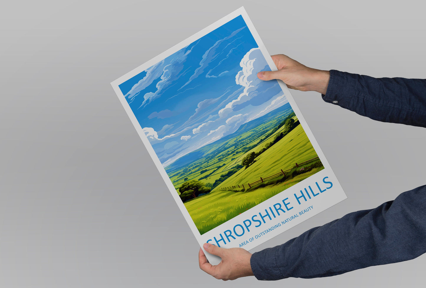 Shropshire Hills Travel Print Wall Art Shropshire Hills Wall Hanging Home Decor Shropshire Hills Gift Art Lovers Wall Art AONB Wall Print