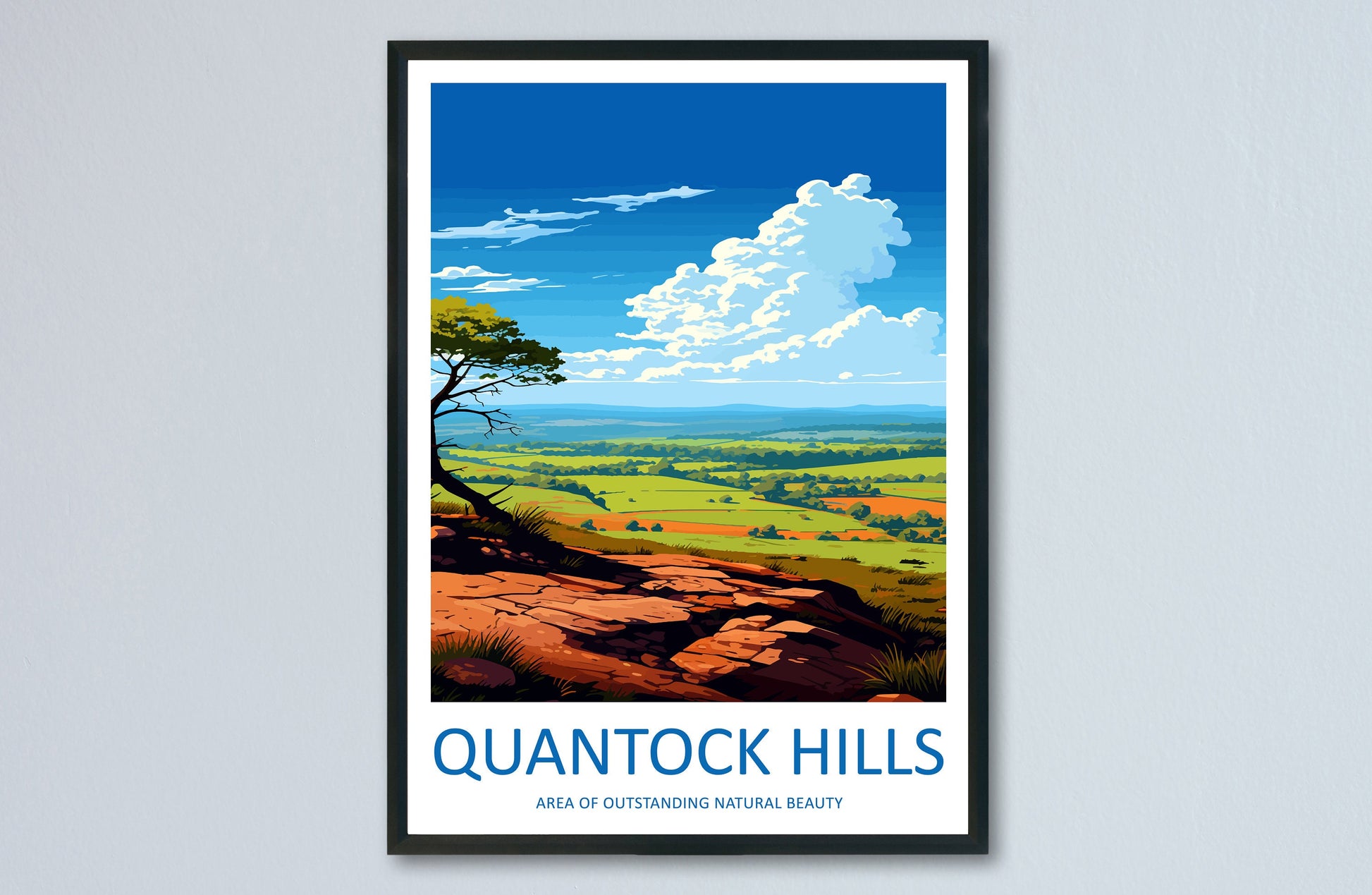 Quantock Hills Travel Print Wall Art Quantock Hills Wall Hanging Home Decor Quantock Hills Gift Art Lovers Wall Art AONB Wall Print