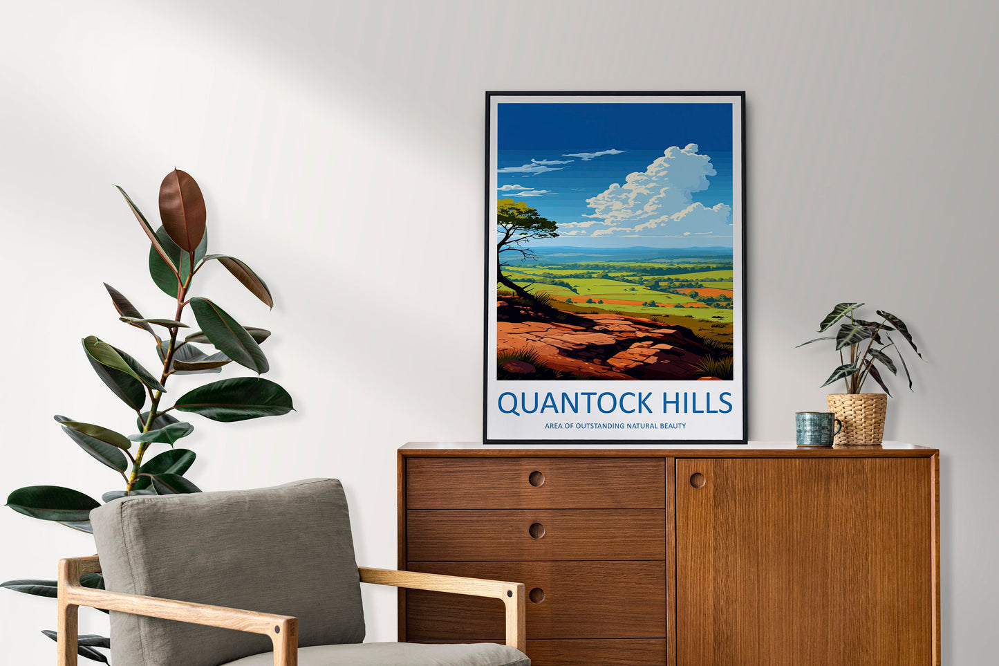 Quantock Hills Travel Print Wall Art Quantock Hills Wall Hanging Home Decor Quantock Hills Gift Art Lovers Wall Art AONB Wall Print