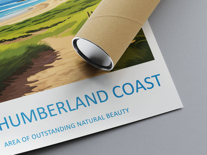 Northumberland Coast Travel Print Wall Art Northumberland Coast Wall Hanging Home Decor Northumberland Coast Gift Art Lovers Wall Art AONB