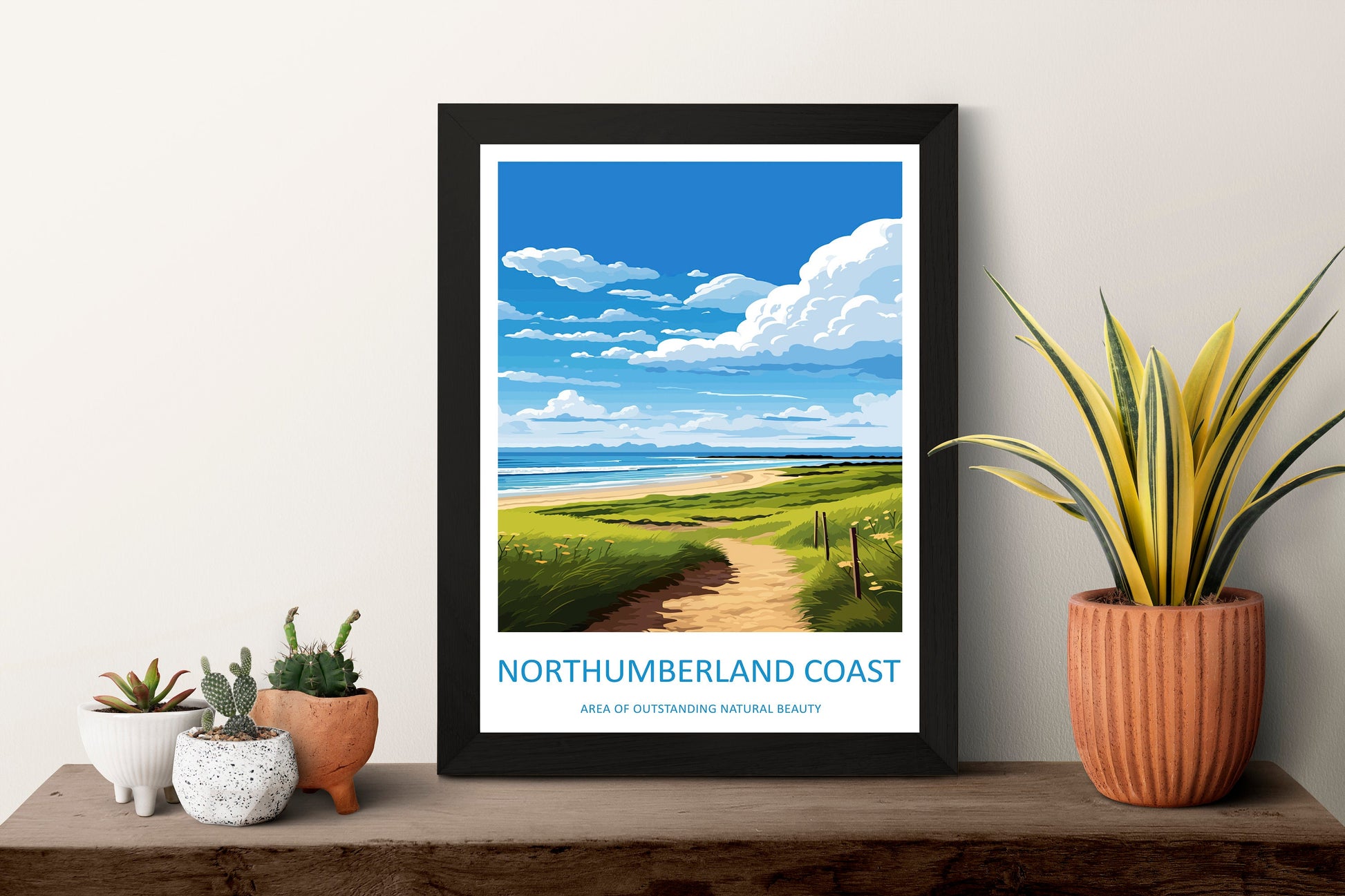 Northumberland Coast Travel Print Wall Art Northumberland Coast Wall Hanging Home Decor Northumberland Coast Gift Art Lovers Wall Art AONB
