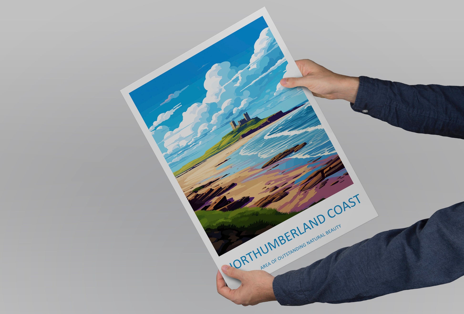 Northumberland Coast Travel Print Wall Art Northumberland Coast Wall Hanging Home Decor Northumberland Coast Gift Art Lovers Wall Art AONB