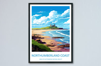 Northumberland Coast Travel Print Wall Art Northumberland Coast Wall Hanging Home Decor Northumberland Coast Gift Art Lovers Wall Art AONB