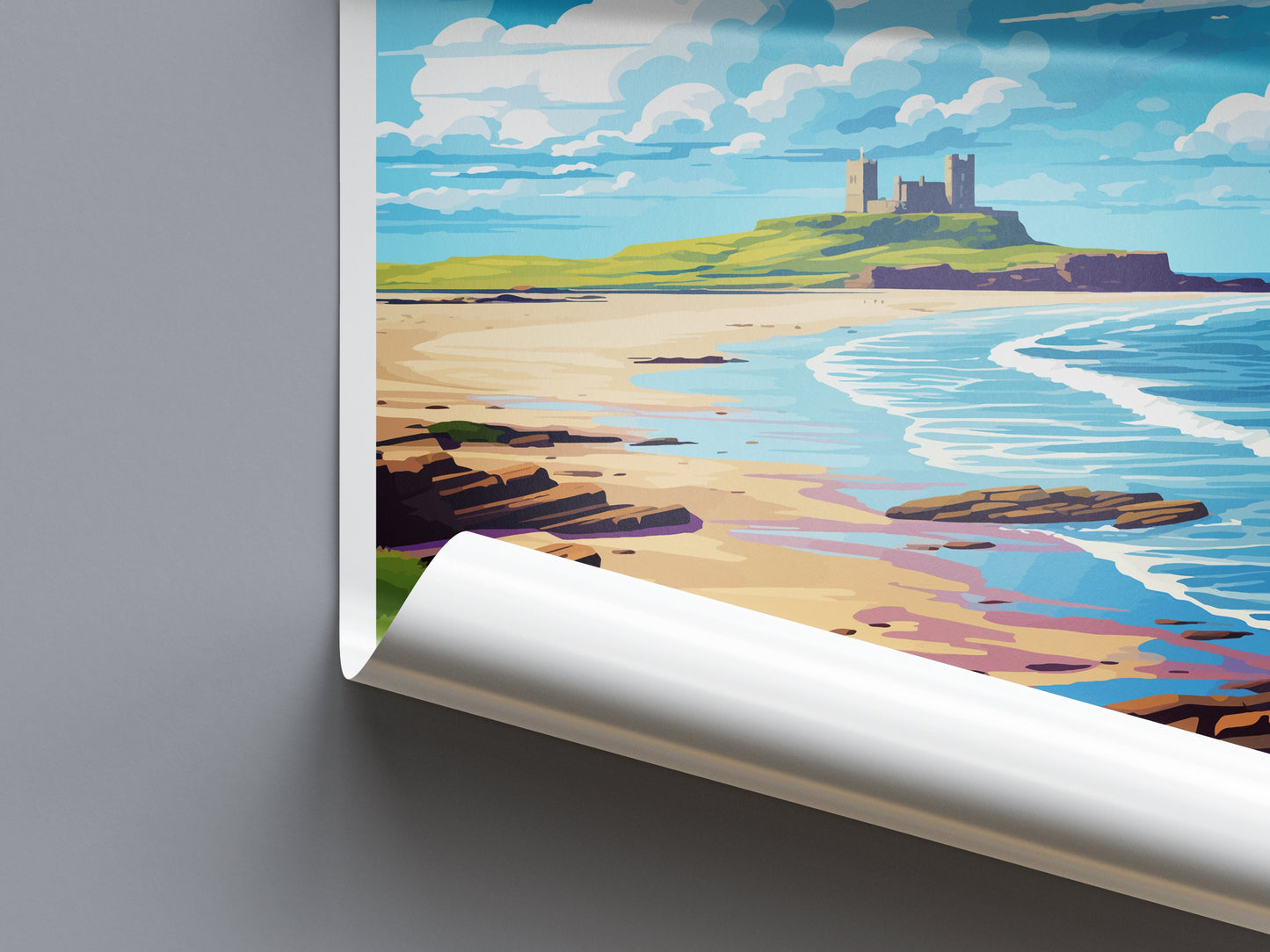 Northumberland Coast Travel Print Wall Art Northumberland Coast Wall Hanging Home Decor Northumberland Coast Gift Art Lovers Wall Art AONB