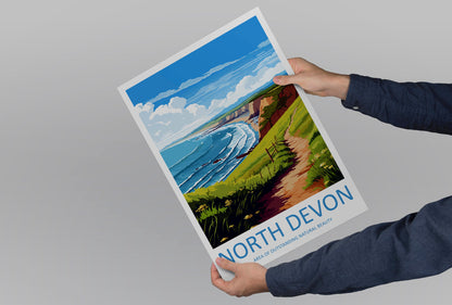 North Devon Travel Print Wall Art North Devon Wall Hanging Home Decor North Devon Gift Art Lovers Wall Art AONB Print Travel Poster