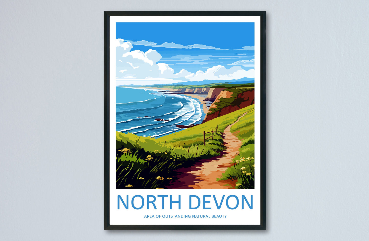 North Devon Travel Print Wall Art North Devon Wall Hanging Home Decor North Devon Gift Art Lovers Wall Art AONB Print Travel Poster