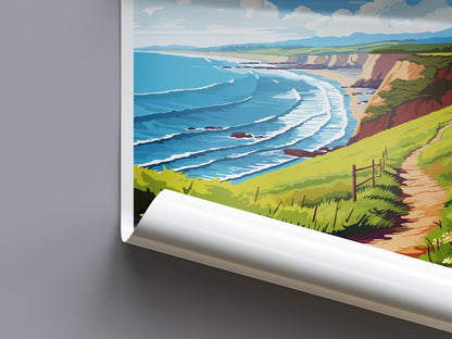 North Devon Travel Print Wall Art North Devon Wall Hanging Home Decor North Devon Gift Art Lovers Wall Art AONB Print Travel Poster