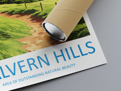 Malvern Hills Travel Print Wall Art Malvern Hills Wall Hanging Home Decor Malvern Hills Gift Art Lovers Wall Art AONB Print Travel Poster