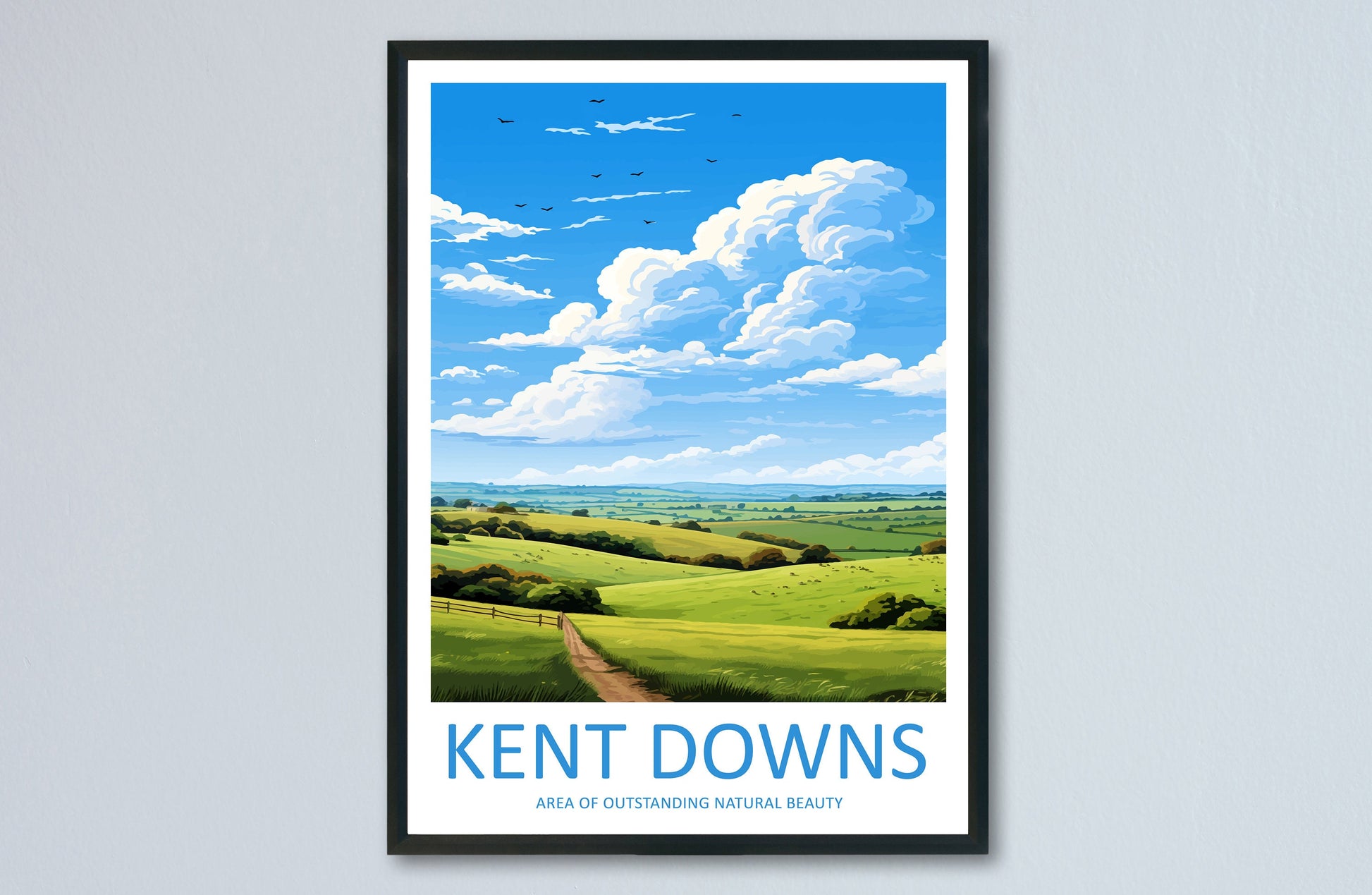 Kent Downs Travel Print Wall Art Kent Downs Wall Hanging Home Decor Kent Downs Gift Art Lovers Wall Art AONB Print Travel Poster
