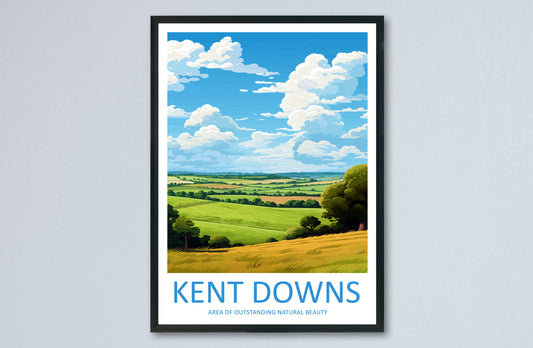 Kent Downs Travel Print Wall Art Kent Downs Wall Hanging Home Decor Kent Downs Gift Art Lovers Wall Art AONB Print Travel Poster