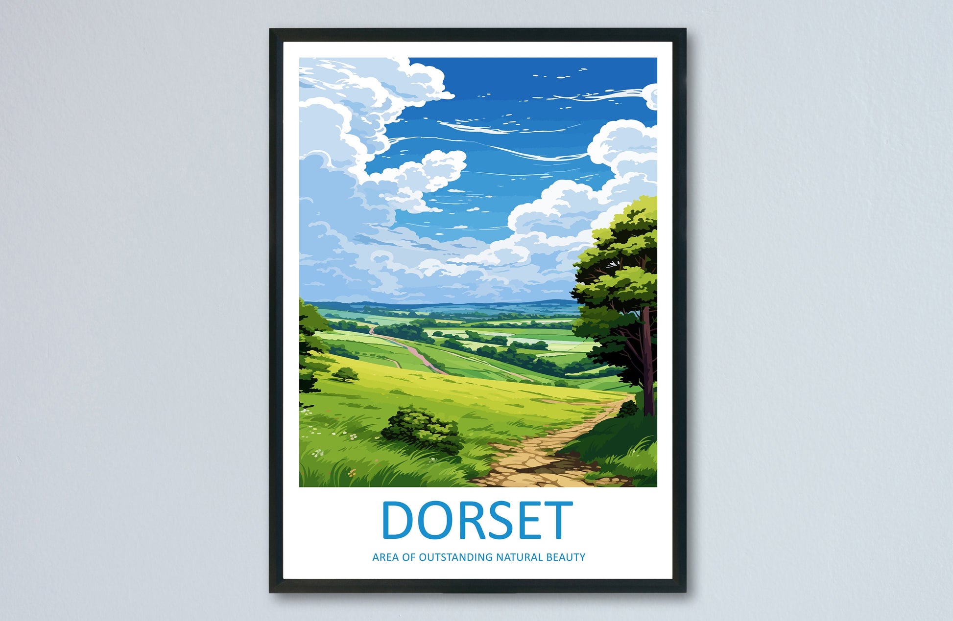 Dorset Travel Print Wall Art Dorset Wall Hanging Home Decor Dorset Gift Art Lovers Wall Art AONB Print