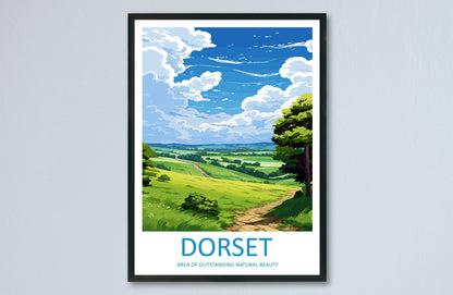 Dorset Travel Print Wall Art Dorset Wall Hanging Home Decor Dorset Gift Art Lovers Wall Art AONB Print