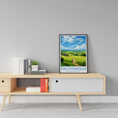 Cotswolds Travel Print Wall Art Cotswolds Wall Hanging Home Decor Cotswolds Gift Art Lovers Wall Art AONB Print